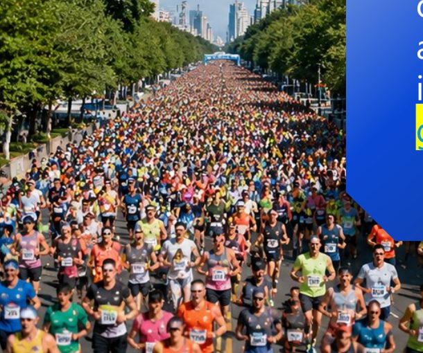 Multidão de corredores em prova de rua